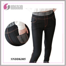 Leggings falsos de los pantalones vaqueros de la alta cintura de las mujeres de moda (SNDDK005)